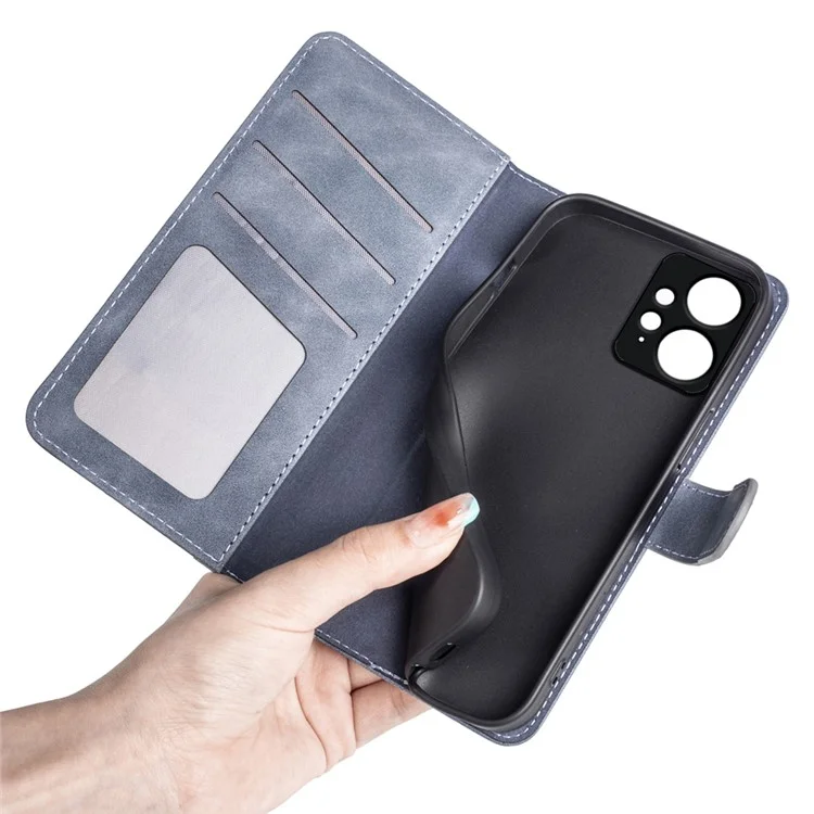 Для Xiaomi Redmi Note 12 4G Dual Color Splicing Leather Wallet Anti-drop Cover Flip Stand Phone Case - Blue