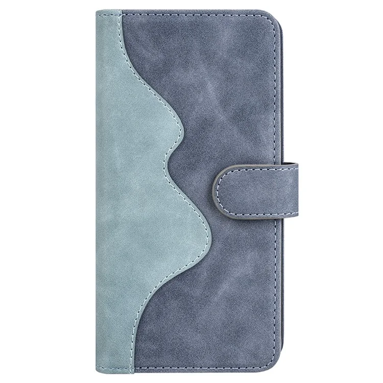 Для Xiaomi Redmi Note 12 4G Dual Color Splicing Leather Wallet Anti-drop Cover Flip Stand Phone Case - Blue