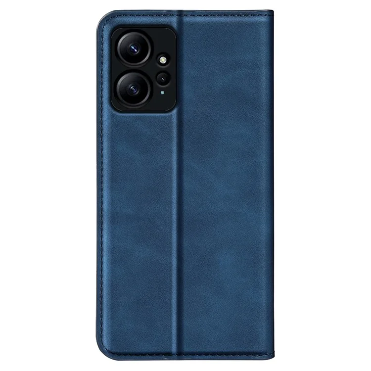 For Xiaomi Redmi Note 12 4G Skin-touch Leather Wallet Phone Case Magnetic Auto Closing Stand Cover - Blue