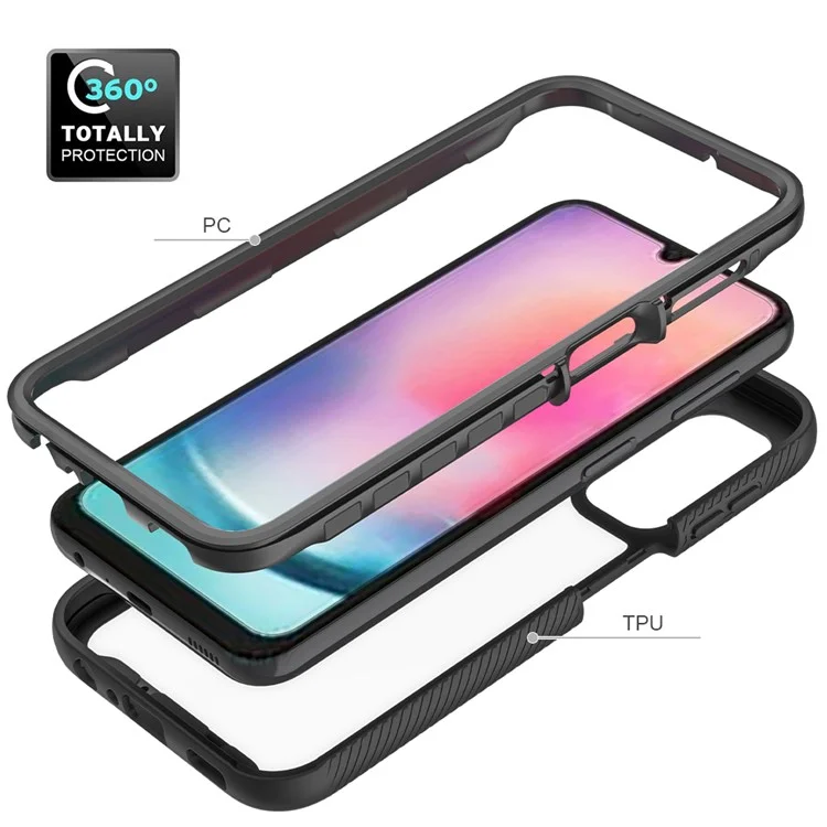 For Samsung Galaxy A24 4G (162.1 x 77.6 x 8.3mm) Anti-drop Cell Phone Case Acrylic+PC+TPU Phone Cover - Dark Blue