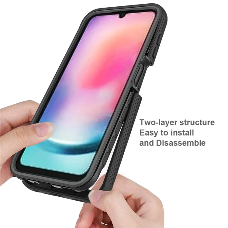 For Samsung Galaxy A24 4G (162.1 x 77.6 x 8.3mm) Anti-drop Cell Phone Case Acrylic+PC+TPU Phone Cover - Dark Blue