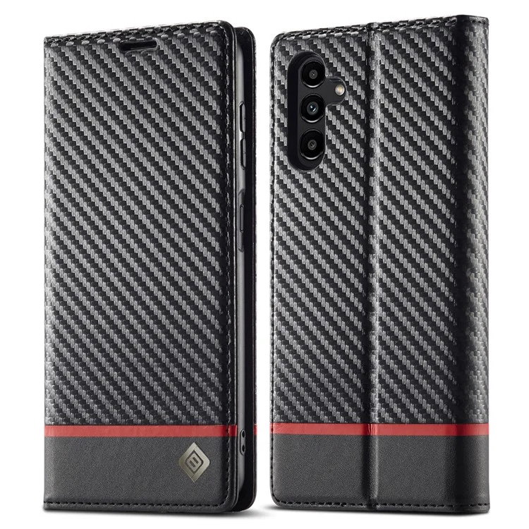 LC.IMEEKE For Samsung Galaxy A24 4G (162.1 x 77.6 x 8.3mm) Wallet Stand Phone Case Carbon Fiber Texture PU Leather Cover - Horizontal Stripe