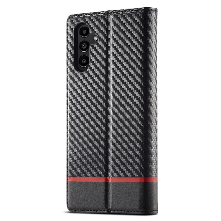 LC.IMEEKE For Samsung Galaxy A24 4G (162.1 x 77.6 x 8.3mm) Wallet Stand Phone Case Carbon Fiber Texture PU Leather Cover - Horizontal Stripe