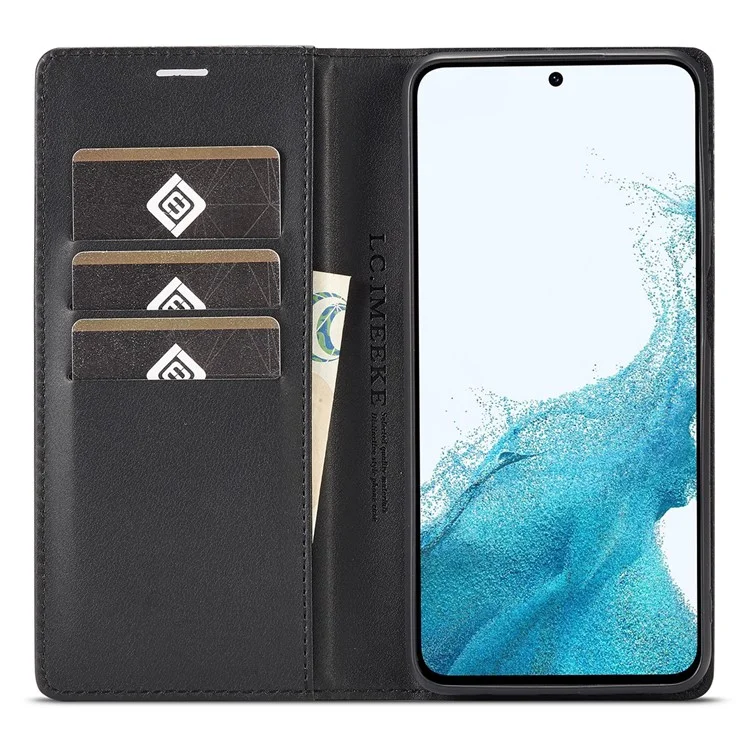 LC.IMEEKE For Samsung Galaxy A24 4G (162.1 x 77.6 x 8.3mm) Wallet Stand Phone Case Carbon Fiber Texture PU Leather Cover - Horizontal Stripe