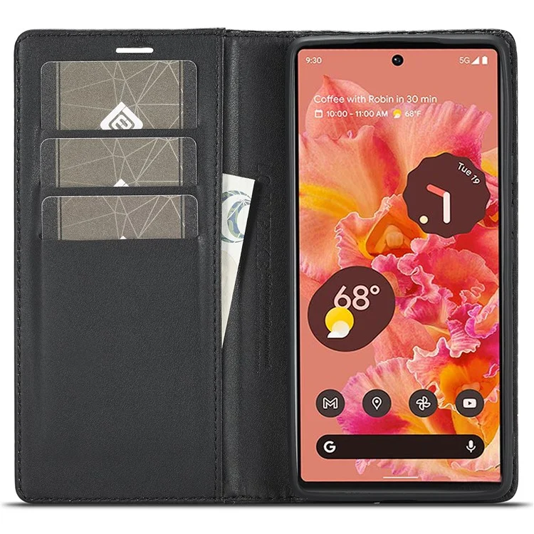 LC.IMEEKE Pour Google Pixel 7a Étui Portefeuille en Cuir PU Texture Fibre de Carbone Couvercle Support - Rayure Verticale