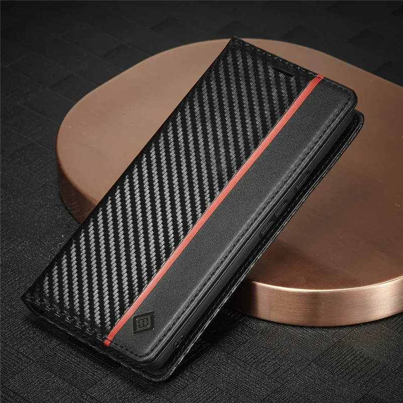 LC.IMEEKE Pour Google Pixel 7a Étui Portefeuille en Cuir PU Texture Fibre de Carbone Couvercle Support - Rayure Verticale