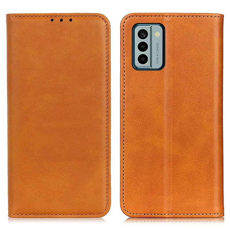 Split Leather Phone Case for Nokia G22 , Anti-drop Wallet Flip Stand Phone Cover - Brown