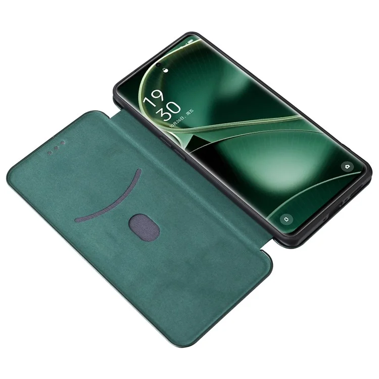 Для Oppo Find X6 PU кожаный чехол-подставка Углеродное волокно Текстура Чехол для телефона с отсеком для карты - Зеленый