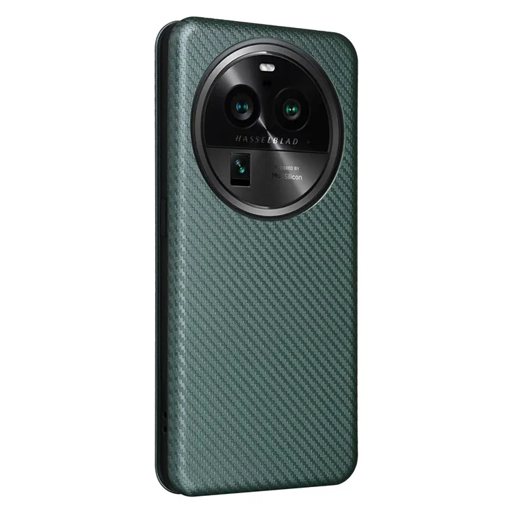 Для Oppo Find X6 PU кожаный чехол-подставка Углеродное волокно Текстура Чехол для телефона с отсеком для карты - Зеленый