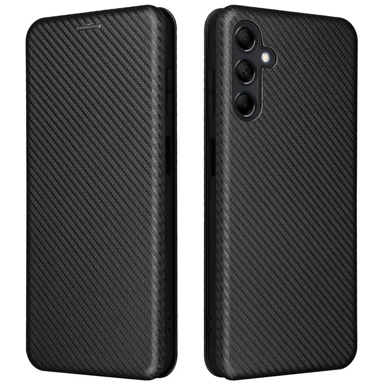 Custodia per telefono per Samsung Galaxy M14 5G Cover TPU+PU Leather Stand Carbon Fiber Texture Case con slot per schede - Nero