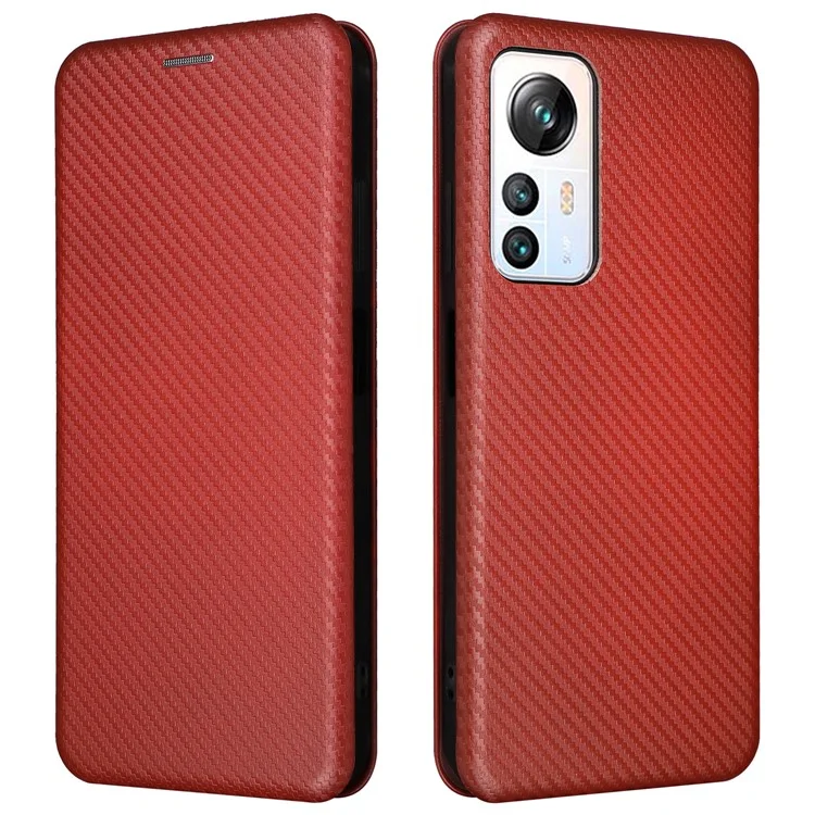 Für Blackview A85 Carbon Fiber Texture Phone Case Leather Flip Stand Cover mit Kartenfach, Ständer - Braun