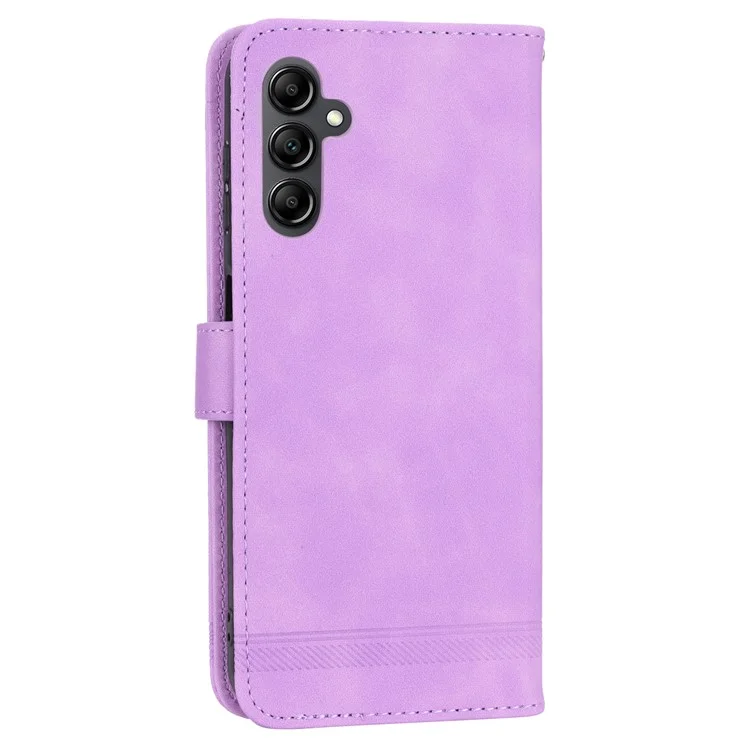 DIERFENG DF-03 Pour Samsung Galaxy A24 4G (162,1 x 77,6 x 8,3 mm) Étui en cuir avec lignes gravées Housse de téléphone avec support de portefeuille - Violet