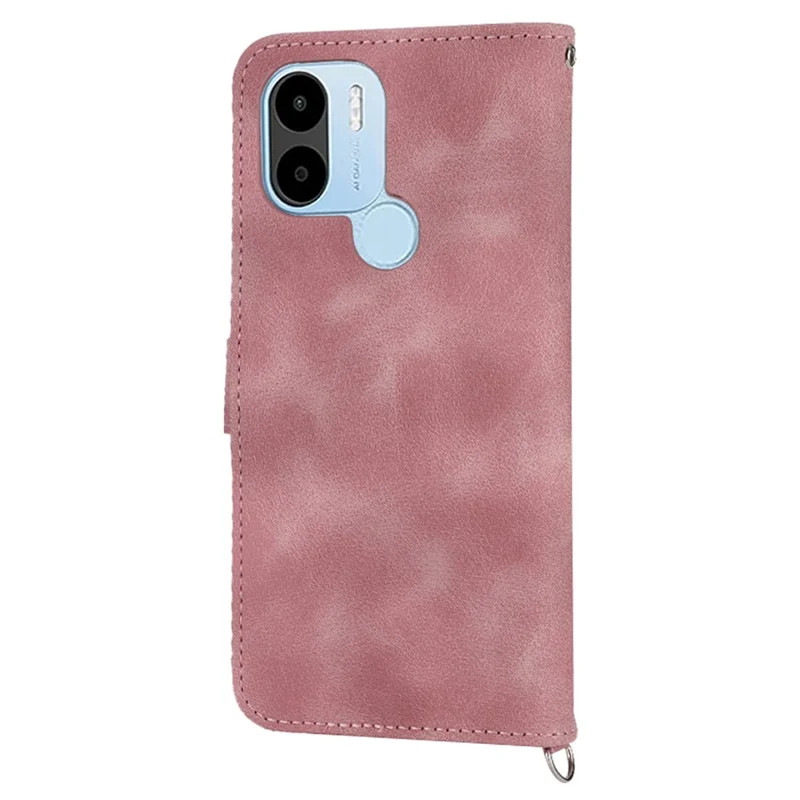 For Xiaomi Poco C50 4G / Redmi A1+ 4G / A2+ 4G Shockproof Wallet Phone Case Flower Imprinted Leather Cover - Pink