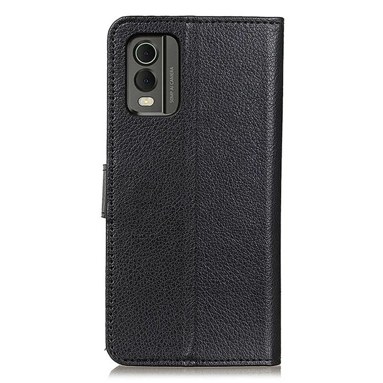 Carteira Suporte de Telefone para Nokia C32, Capa de Telefone de Couro PU + TPU Textura de Litxi - Preta