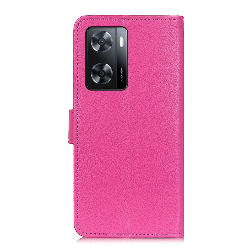 Para el Caso de Teléfono Celular Oppo A57 4G / A57s 4G, Funda de Cuero con Textura de Litchi, Cartera Tipo Billetera, Cubierta - Rosa