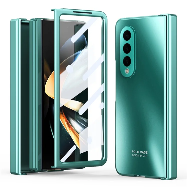 For Samsung Galaxy Z Fold4 5G Hard PC Phone Case Anti-Drop Protective Phone Shell Cover with Screen Film - Green