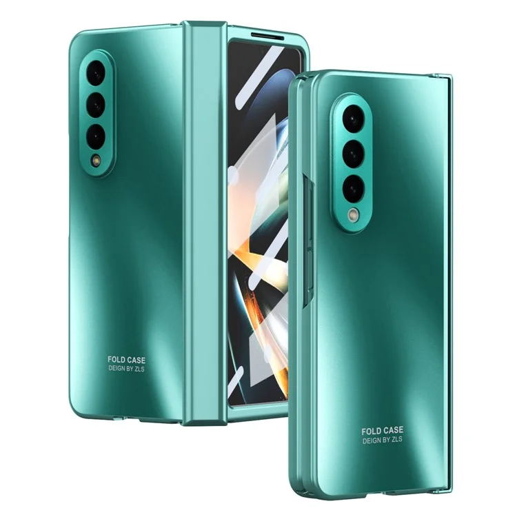 For Samsung Galaxy Z Fold4 5G Hard PC Phone Case Anti-Drop Protective Phone Shell Cover with Screen Film - Green