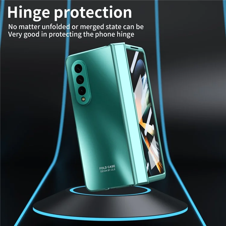 For Samsung Galaxy Z Fold4 5G Hard PC Phone Case Anti-Drop Protective Phone Shell Cover with Screen Film - Green