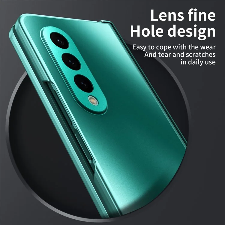 For Samsung Galaxy Z Fold4 5G Hard PC Phone Case Anti-Drop Protective Phone Shell Cover with Screen Film - Green