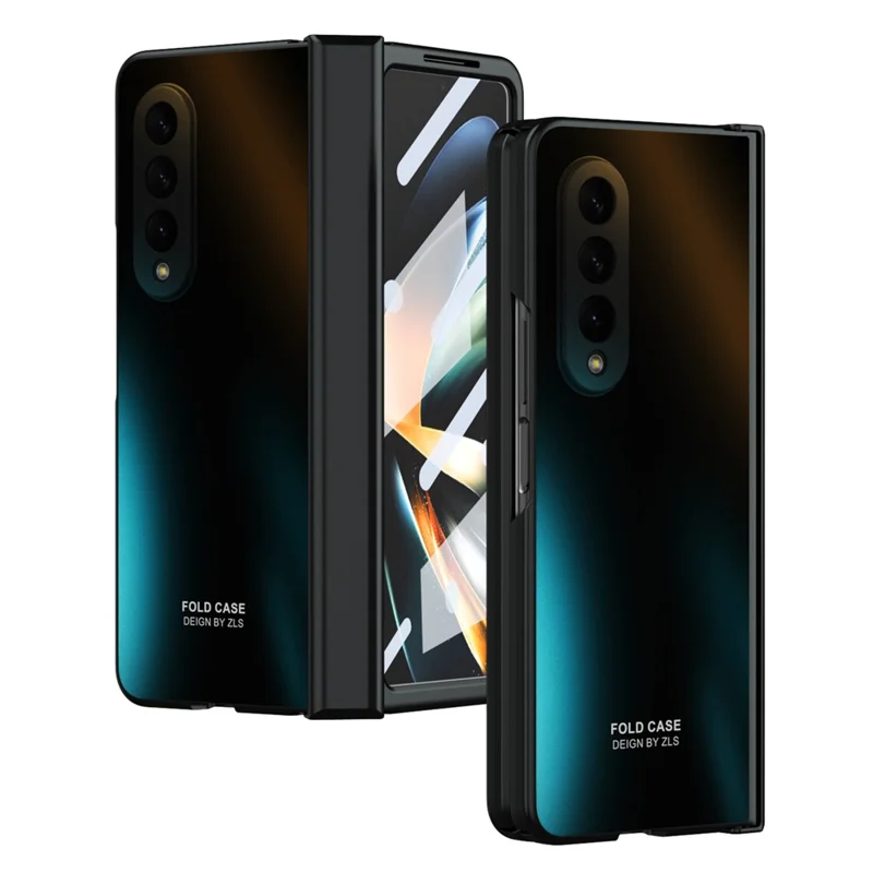 For Samsung Galaxy Z Fold4 5G Hard PC Phone Case Anti-Drop Protective Phone Shell Cover with Screen Film - Black