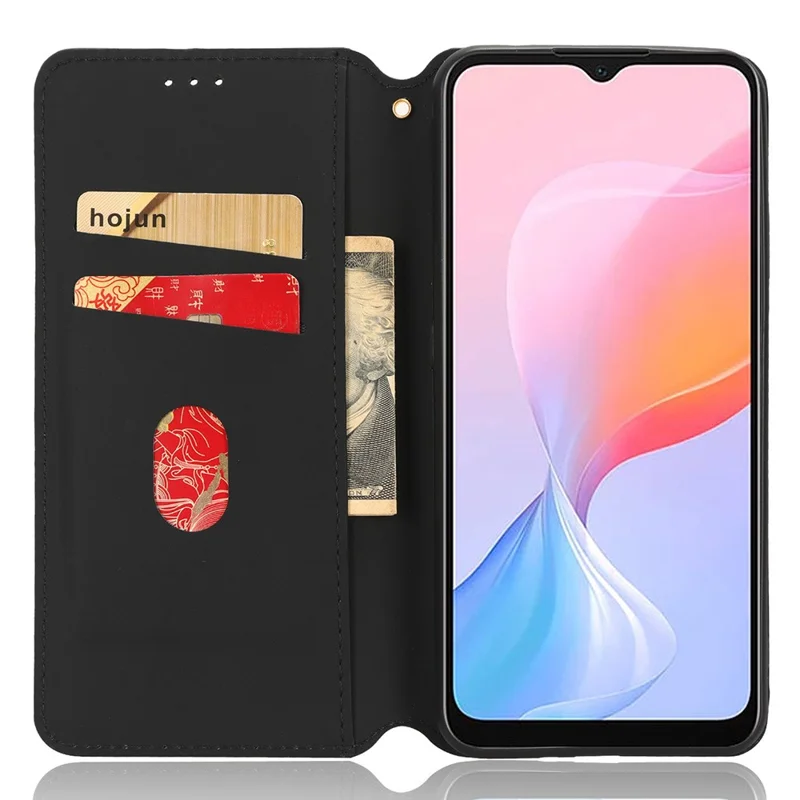 For Blackview A85 PU Leather Imprinted Rhombus Pattern Phone Case Stand Wallet Flip Cover - Black