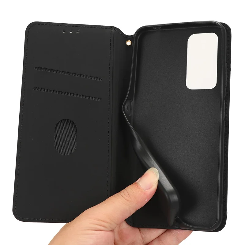 For Blackview A85 PU Leather Imprinted Rhombus Pattern Phone Case Stand Wallet Flip Cover - Black