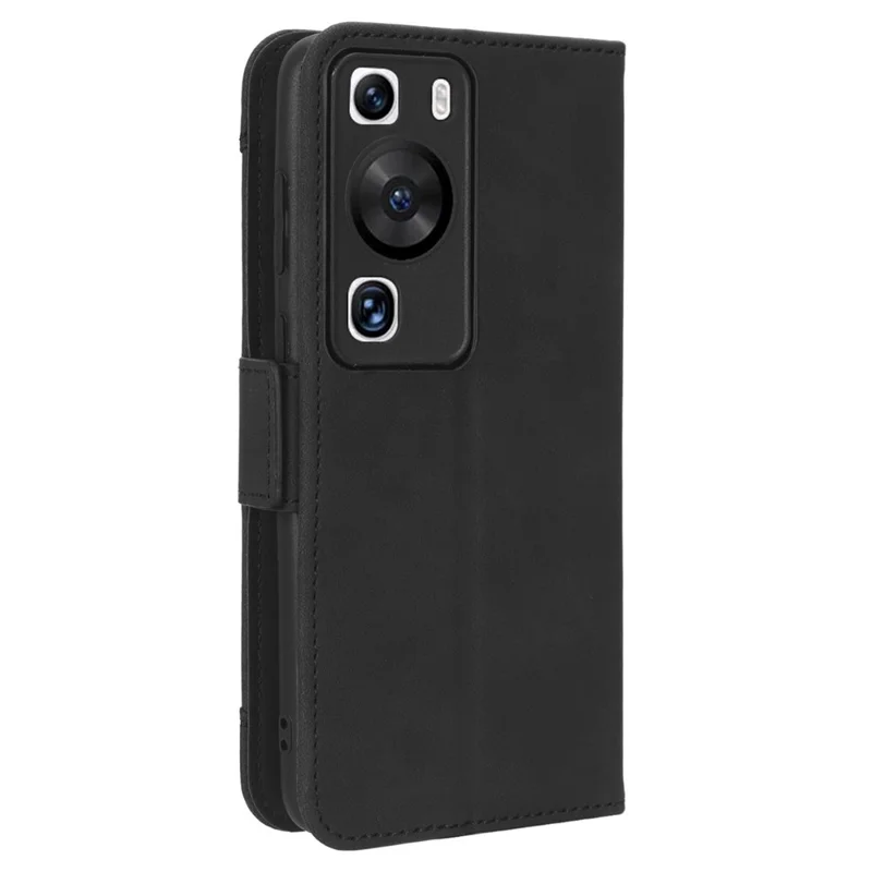 غطاء هاتف جلد بفتحات متعددة للبطاقات لهاتف Huawei P60 Pro / P60، غطاء واقي محفظة لهاتف محمول - أسود
