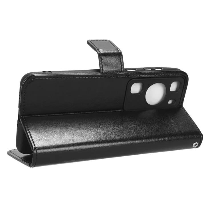 Pour Huawei P60 Pro / P60 Anti-Poussière Texture Crazy Horse Portefeuille Étui de Téléphone en Cuir PU avec Support - Noir