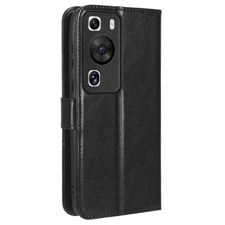 Pour Huawei P60 Pro / P60 Anti-Poussière Texture Crazy Horse Portefeuille Étui de Téléphone en Cuir PU avec Support - Noir