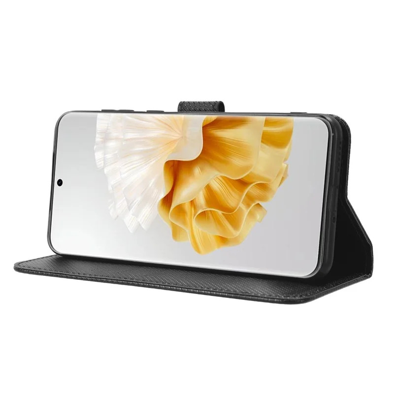 Для Huawei P60 Pro / P60 Flip PU кожаный защитный чехол с алмазной текстурой, бумажник с защитой от царапин, чехол для телефона - черный