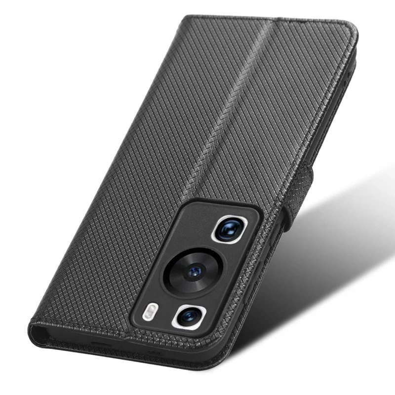 Для Huawei P60 Pro / P60 Flip PU кожаный защитный чехол с алмазной текстурой, бумажник с защитой от царапин, чехол для телефона - черный