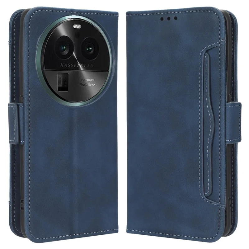 Für Oppo Find X6 Ständerfunktion Handy-Schale Mehrfach-Steckplätze Leder Handyhülle Geldbörse Handytasche - Blau