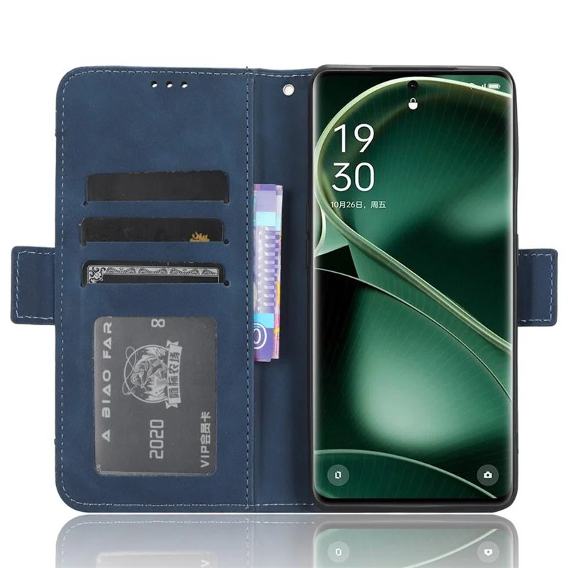 Für Oppo Find X6 Ständerfunktion Handy-Schale Mehrfach-Steckplätze Leder Handyhülle Geldbörse Handytasche - Blau
