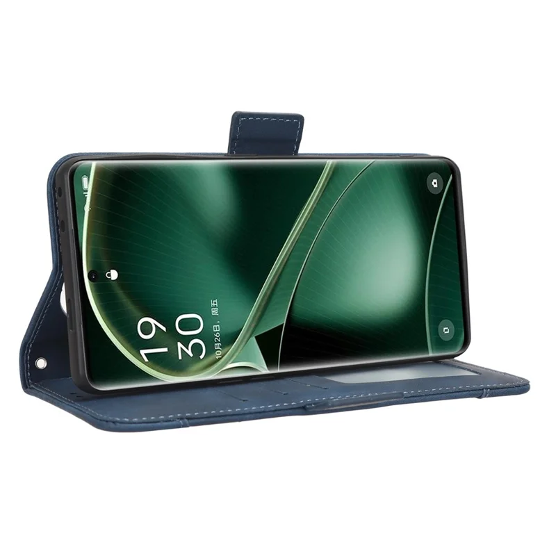 Für Oppo Find X6 Ständerfunktion Handy-Schale Mehrfach-Steckplätze Leder Handyhülle Geldbörse Handytasche - Blau