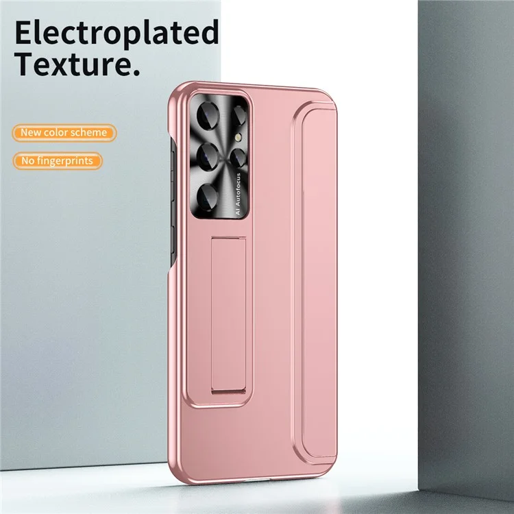 Para Samsung Galaxy S22 Ultra 5G Anti-Scratch Hard PC Phone Case Diseño de Electrochapado Soporte Protector Cubierta - Oro Rosa