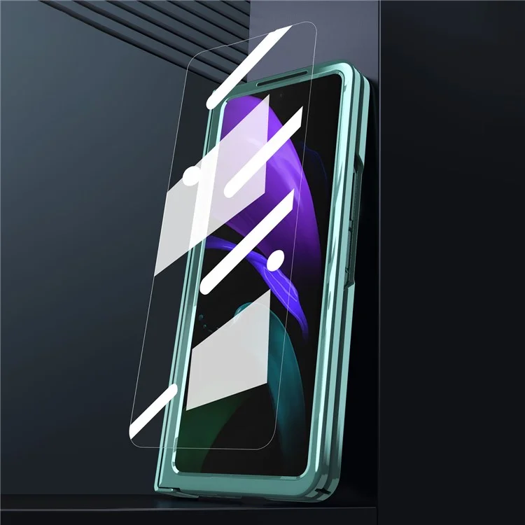 For Samsung Galaxy Z Fold2 5G Mechanical Legend Series Hinge Protection Phone Case Hard PC Electroplating Cover with Tempered Glass Film - Silver