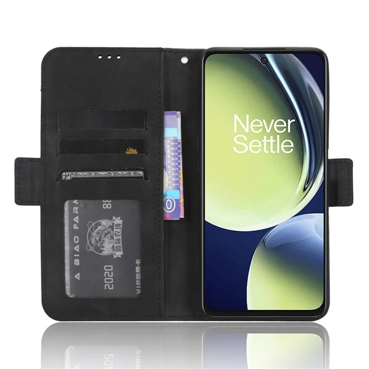 For OnePlus Nord CE 3 Lite 5G / Nord N30 5G Multiple Card Slots Phone Case Leather Wallet Stand Cover - Black
