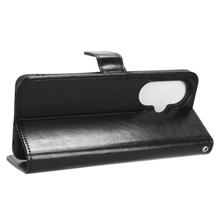 Per OnePlus Nord CE 3 Lite 5G / Nord N30 5G Custodia in pelle portafoglio Stand Crazy Horse Texture Cover per telefono - Nero