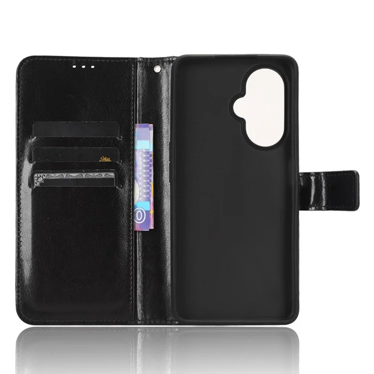 Per OnePlus Nord CE 3 Lite 5G / Nord N30 5G Custodia in pelle portafoglio Stand Crazy Horse Texture Cover per telefono - Nero