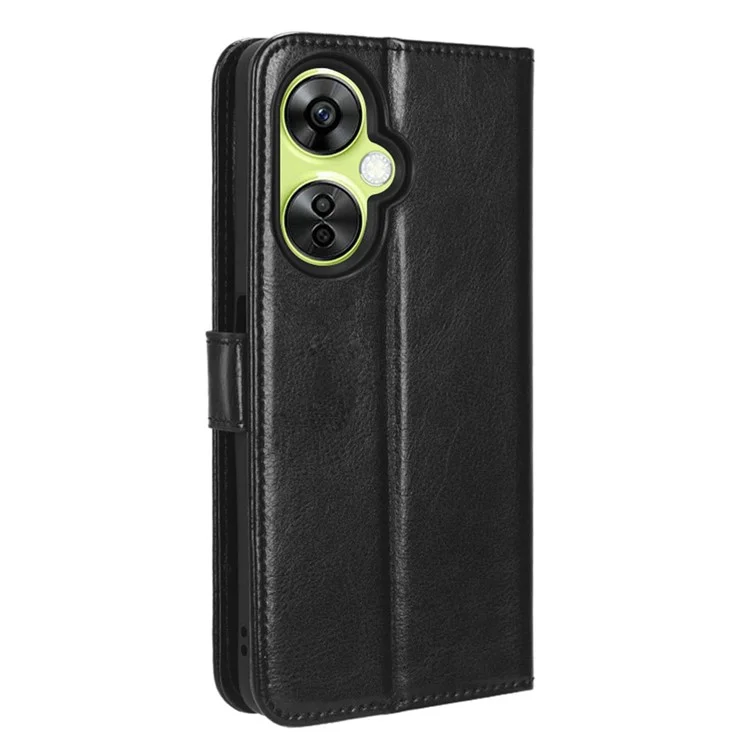 Per OnePlus Nord CE 3 Lite 5G / Nord N30 5G Custodia in pelle portafoglio Stand Crazy Horse Texture Cover per telefono - Nero