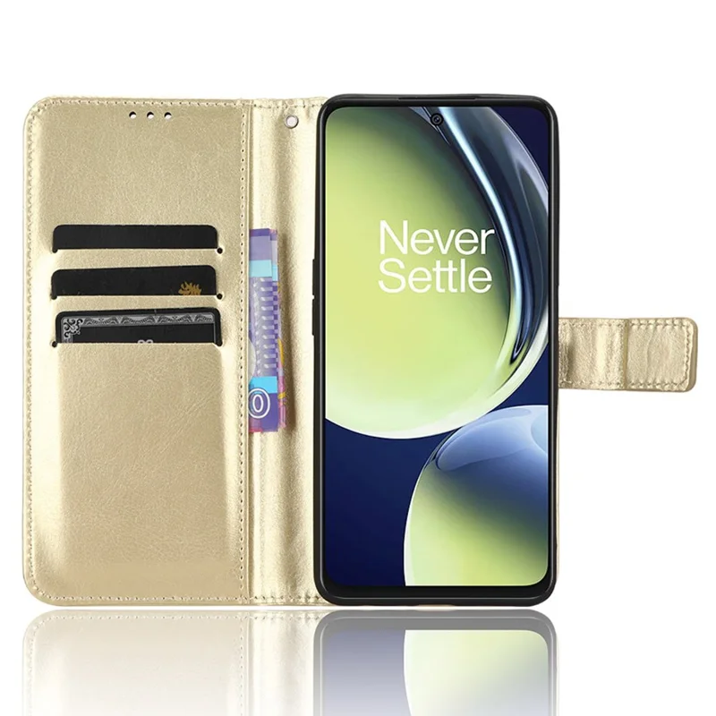 Per OnePlus Nord CE 3 Lite 5G / Nord N30 5G Telefono Custodia in Pelle Portafoglio Stand Texture Crazy Horse Cover Telefono - Oro