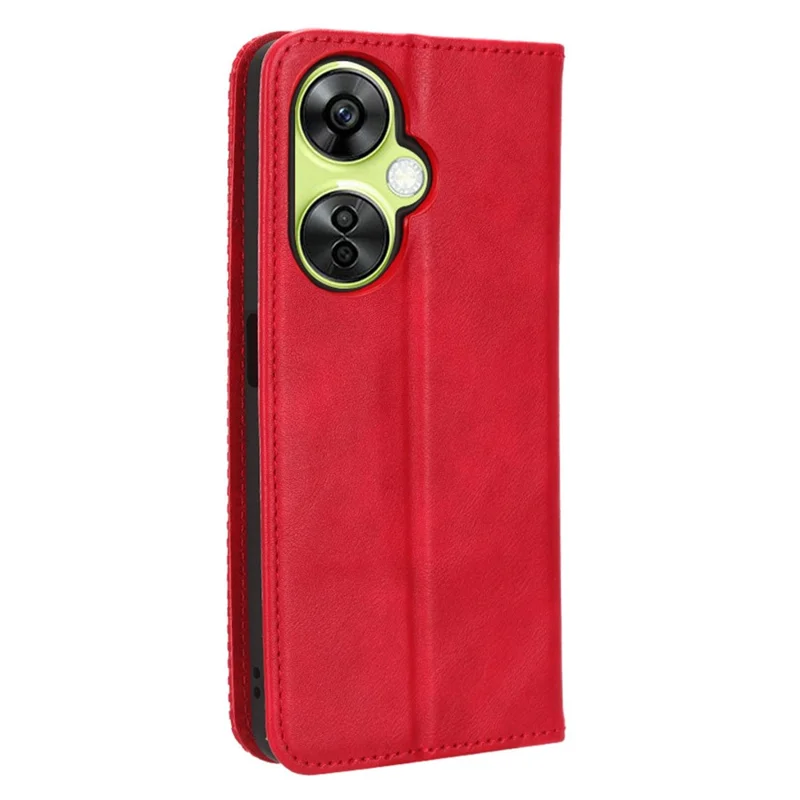 Per OnePlus Nord CE 3 Lite 5G / Nord N30 5G Wallet Phone Case Retro PU Leather Mobile Phone Stand Cover - Rosso