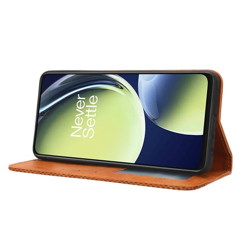 For OnePlus Nord CE 3 Lite 5G / Nord N30 5G Wallet Phone Case Retro PU Leather Mobile Phone Stand Cover - Brown