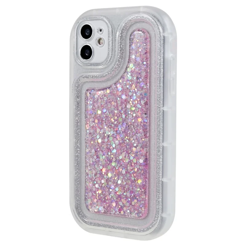Para iPhone 11 6.1 polegadas Glitter Sparkle Epoxy TPU Phone Case Scratch-Resistant Protective Cover - Pink