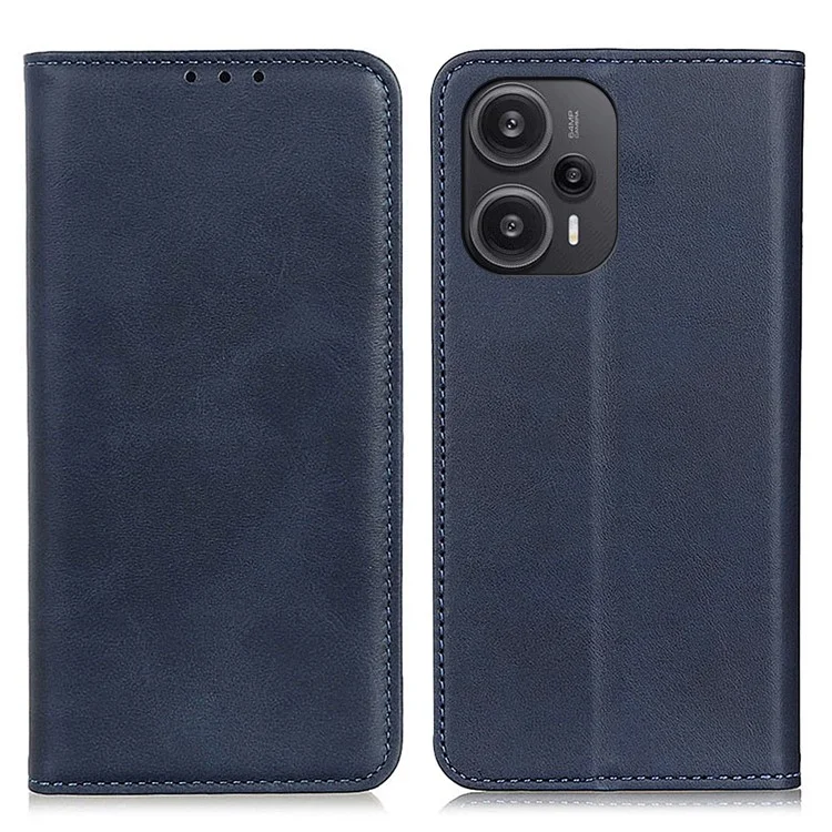 Для Xiaomi Redmi Note 12 Turbo / Poco F5 5G расщепленная кожаная подставка для телефона Чехол против падения Кошелек для телефона - синий