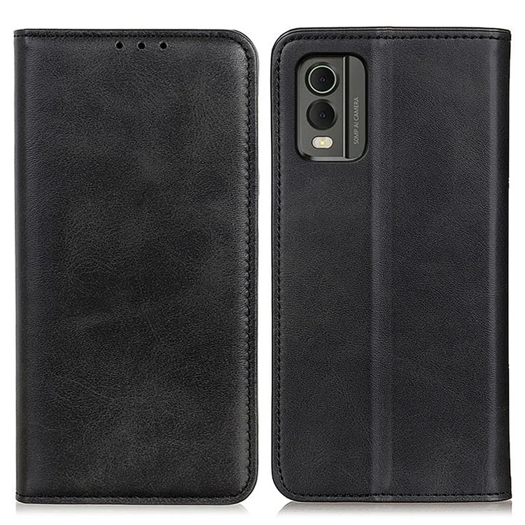 Funda Protectora de Teléfono para Nokia C32, Cartera de Piel Dividida con Cierre Magnético Automático y Soporte para Teléfono - Negro