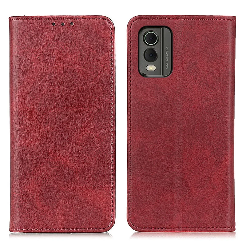 Protective Phone Case for Nokia C32 , Magnetic Auto Closing Split Leather Wallet Stand Phone Cover - Red