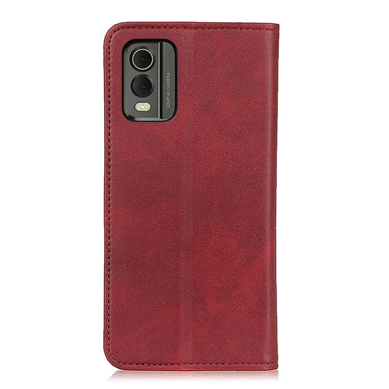 Protective Phone Case for Nokia C32 , Magnetic Auto Closing Split Leather Wallet Stand Phone Cover - Red