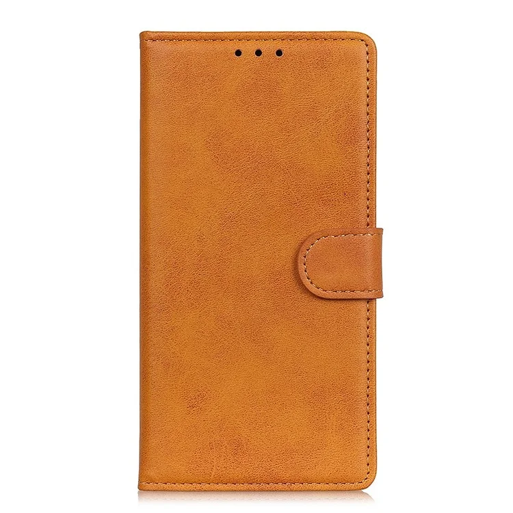 Para Nokia C32 Cowhide Texture PU Leather Wallet Mobile Case Drop-proof Stand Phone Cover - Marrón