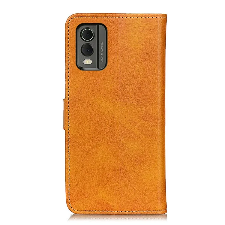 Para Nokia C32 Cowhide Texture PU Leather Wallet Mobile Case Drop-proof Stand Phone Cover - Marrón
